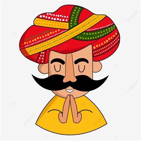 Namaste Greeting Vector Art PNG, Indian Man With Turban Rajasthani Men Welcome Namaste Greetings ...