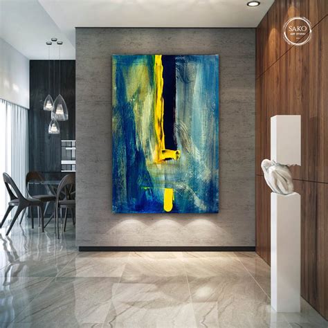 Abstract Painting / Blue Yellow Painting / Large Original - Etsy