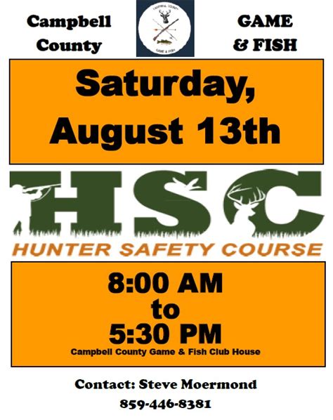 Hunter Safety Course 8/13 – Campbell County Game and Fish