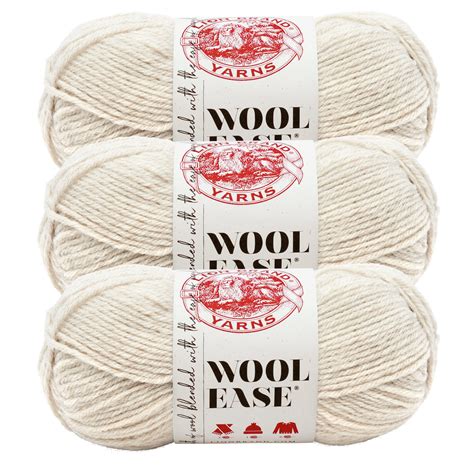 Lion Brand Yarn Wool-Ease Natural Heather Wool Blend Medium Acrylic, Wool Beige Yarn 3 Pack ...