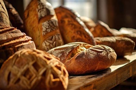 Premium AI Image | Closeup of freshly baked artisan bread loaves created with generative ai