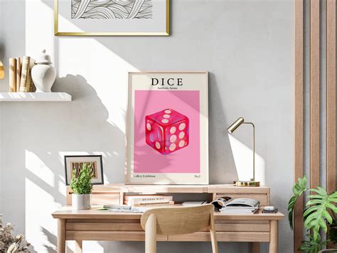 Pink Dice Gallery Wall Art Funky Wall Art Aesthetic Trendy - Etsy