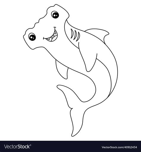 Hammerhead shark coloring page isolated for kids Vector Image