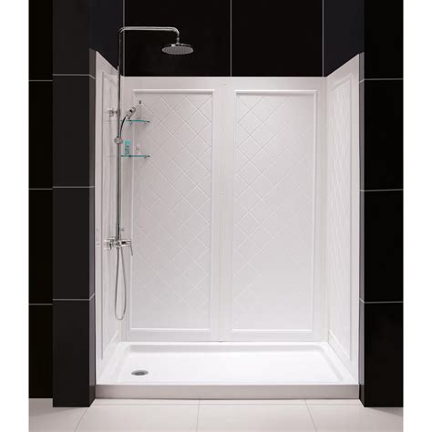 DreamLine SlimLine 30 in. x 60 in. Single Threshold Shower Base in White Right Hand Drain Base ...