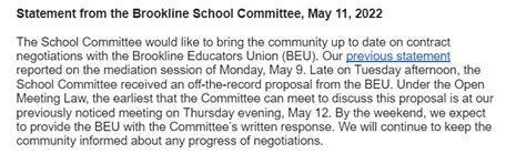 Brookline MA Schools on Twitter: "Statement from the Brookline School Committee - May 11, 2022 ...