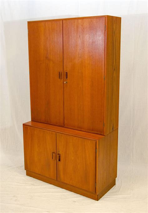 Danish Teak Two Part Cabinet, Børge Mogensen at 1stDibs