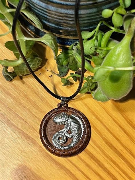 Chameleon Wooden Pendant with Black Corded Necklace - Etsy in 2024 | Necklace etsy, Wooden ...