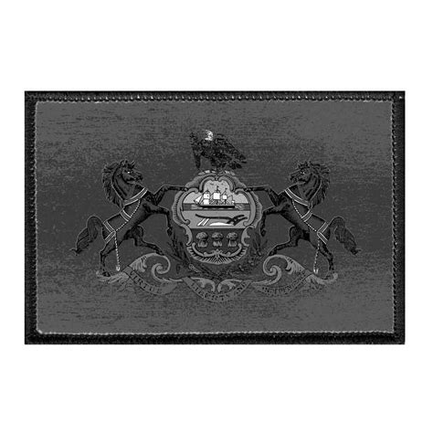 Pennsylvania State Flag - Black and White - Distressed - Removable Pat - Pull Patch - Removable ...