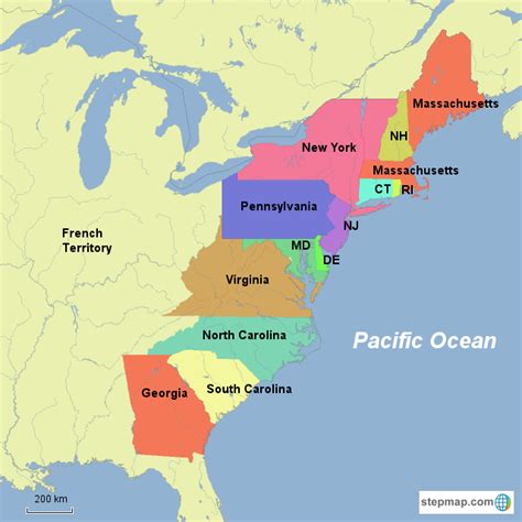 13 Colonies Map