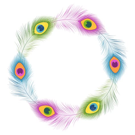 Colourful Peacock Feathers Wreath, Wreath, Peacock Feather, Border PNG Transparent Clipart Image ...