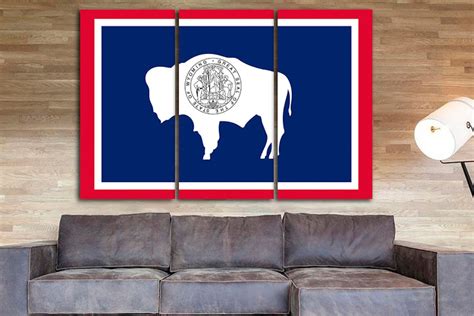 Wyoming State Wyoming Flag Wall Canvas Wyoming Flag Art - Etsy