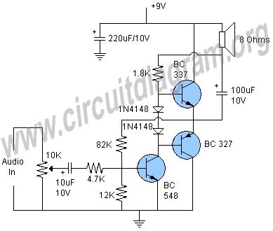 Simple transistor audio amplifier circuits