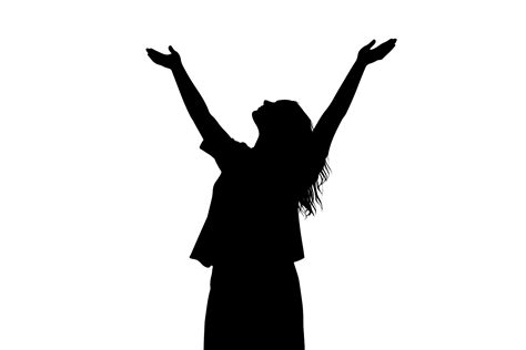 Christian Worship Woman Lifting Hands Silhouette Neon Vector ...