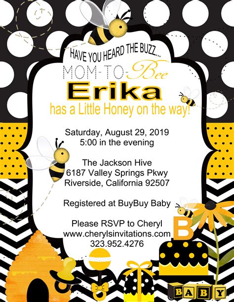 Designer Bumble Bee Baby Shower Invitations (sold in sets of 10) | Cheryl's Invitations