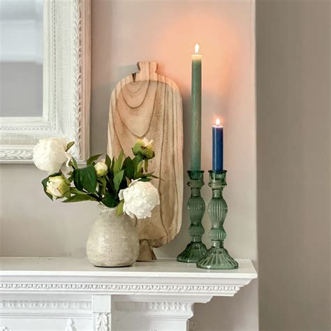 Green Glass Candlestick | Aqua | Home Decorations