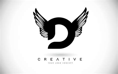 D Letter Logo with Wings. Creative Wing Letter D Logo icon Design ...
