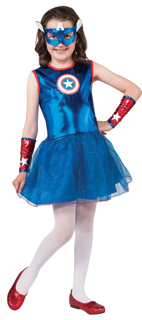 Marvel Girls Captain America Costume - PartyBell.com