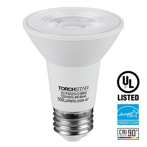 TORCHSTAR PAR20 LED Light Bulb, Dimmable Spotlight Bulb, 3000K Warm White, E26 Standard Base ...