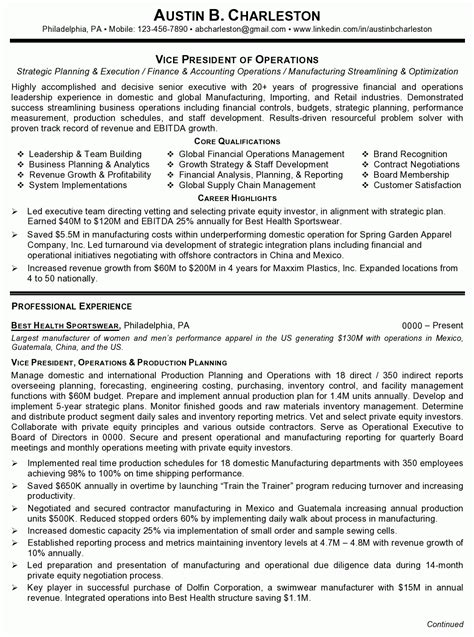 Resume Sample 4 - Vice President of Operations – Career Resumes