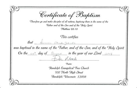 Baptism Certificate Template Word – Heartwork Within Baptism ...