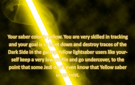 Quiz: What color lightsaber would you yield? I got yellow | Star wars ...