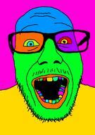 SoyBooru - Post 5366: colorful glasses mustache open_mouth soyjak stubble variant:punkjak