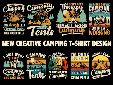 Premium Vector | Camping t shirt design bundle