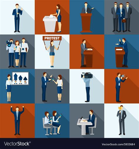 Politics Icons Set Royalty Free Vector Image - VectorStock