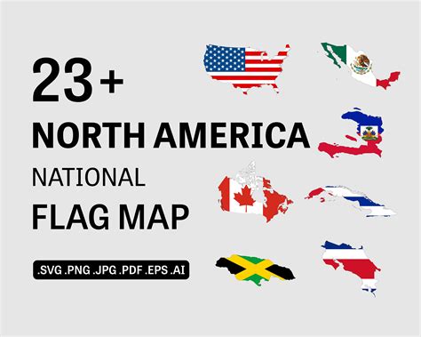 North America Countries Flag Maps North American Country | Etsy