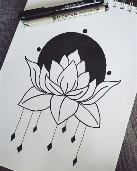 Lotus-Blumenzeichnungs-Federtintenkunst | Ink pen art, Art drawings sketches simple, Art drawings