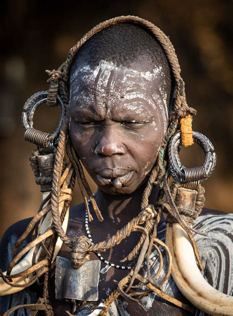 Woman From The African Tribe Mursi Omo Valley Ethiopia Stock Photo ...