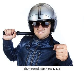 Angry Police Officer Nightstick Telling Violent Stock Photo 127397726 ...