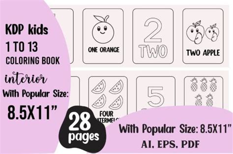 1 to 13 Numbers Coloring Pages for Kids
