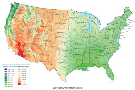 US Precipitation Map [US Annual Precipitation Map] in Pdf