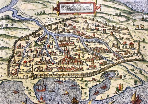 Braun & Hogenberg map of Alexandria, Egypt. (1575) Old Maps, Antique ...