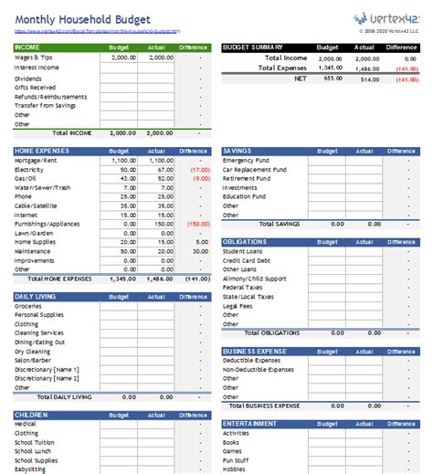 Download a free Household Budget worksheet for Excel, OpenOffice, or ...