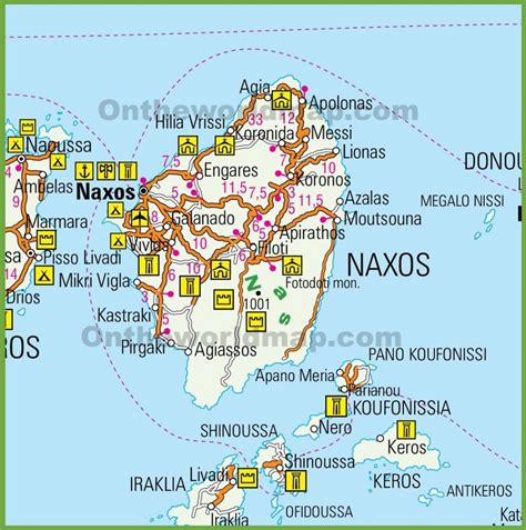 Naxos tourist map - Ontheworldmap.com