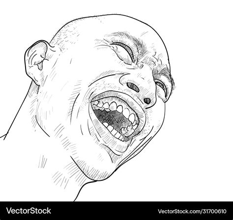 Drawing funny portrait a man laughing farcical Vector Image