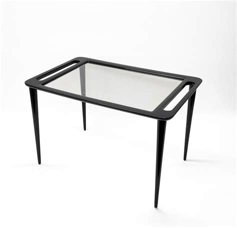 Mid-Century Ebonized Wood & Crystal Glass Coffee Table by Ico & Luisa ...