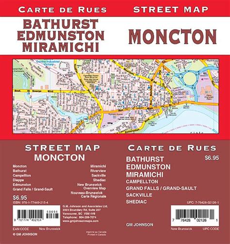 Moncton / Edmundston / Miramichi / Bathurst, New Brunswick Street Map - GM Johnson Maps