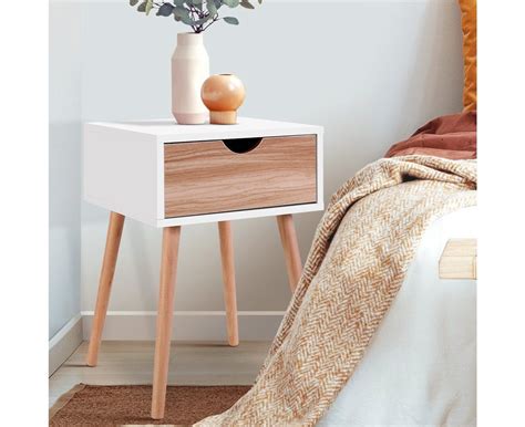 Artiss Bedside Tables Drawers Side Table Storage Cabinet Nightstand Solid Wood Legs Bedroom ...