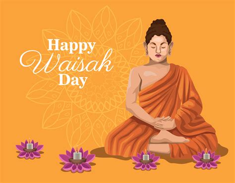 waisak day lettering with buddha 10520987 Vector Art at Vecteezy