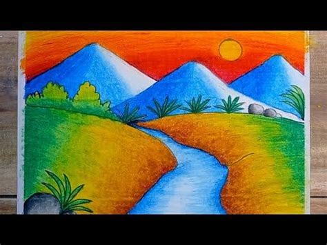 Easy Mountain And River Scenery Drawing || easy scenery drawing ...