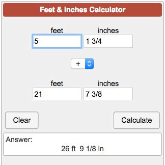 Feet and Inches Calculator