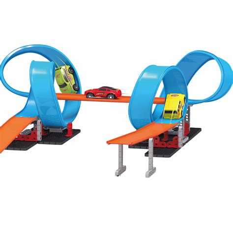 high speed race track building block playset with pull back cars for boys