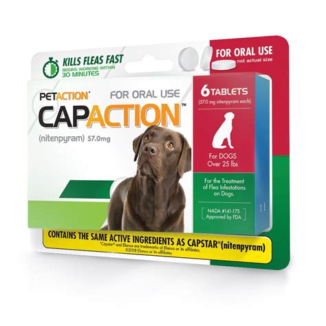 CapAction Fast Acting Flea Treatment for Large Dogs, 6 Tablets ...