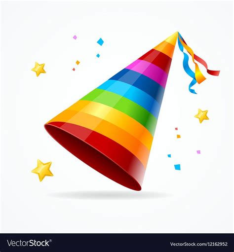 Realistic Party Hat with a Rainbow Pattern and Stars Accessory for ...