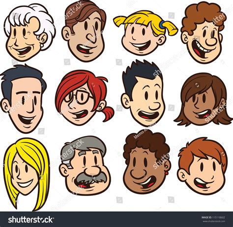 Caras de dibujos animados. Ilustración vectorial: vector de stock ...