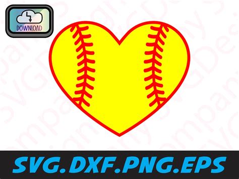 Softball heart svg softball svg heart shaped softball svg | Etsy