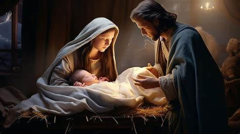 Premium AI Image | Christmas nativity scene with newborn baby in the ...